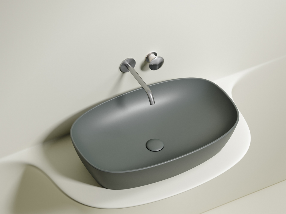 Умывальник чаша накладная овальная (цвет Антрацит Матовый) Element 610x385x140мм