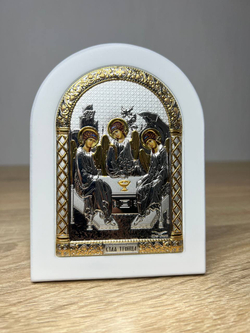 Св. Троица, икона арочная, белое дерево 105х140