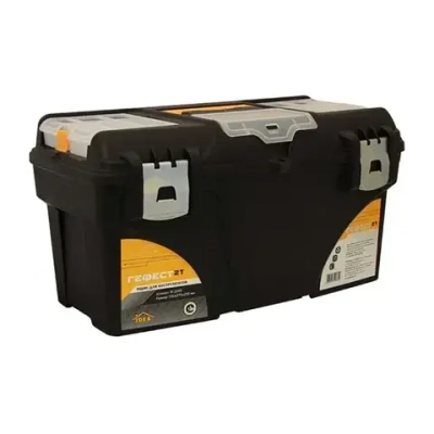 Ящик для инструментов ГЕФЕСТ 21' металл замки (с коробками) черный с желтым 0,29,275х0,5