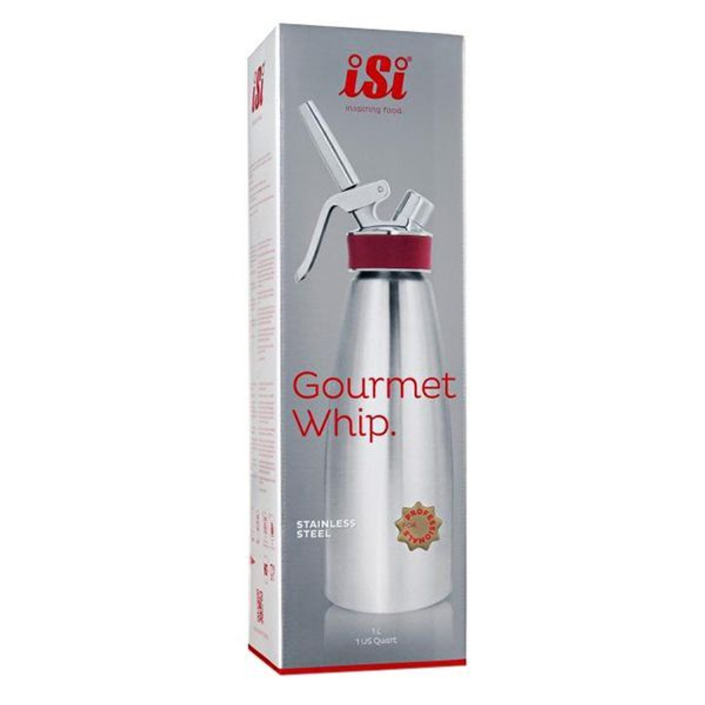 Сифон для сливок «Гурме»;сталь,пластик;1л;D=82,H=290,B=110мм;металлич.,красный (Цвет: серебристый)