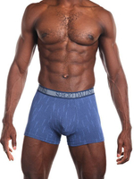 Трусы-боксеры из хлопка с вертикальными черточками (Размер: XL) (Цвет: серый)