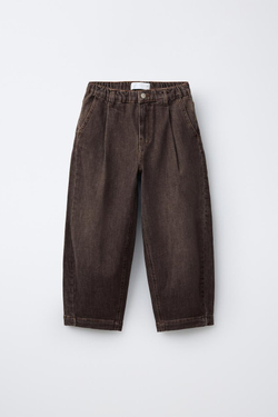 ZARA ДЖИНСЫ BALLOON С ЭФФЕКТОМ ПОТЕРТОСТИ, КОРИЧНЕВЫЙ