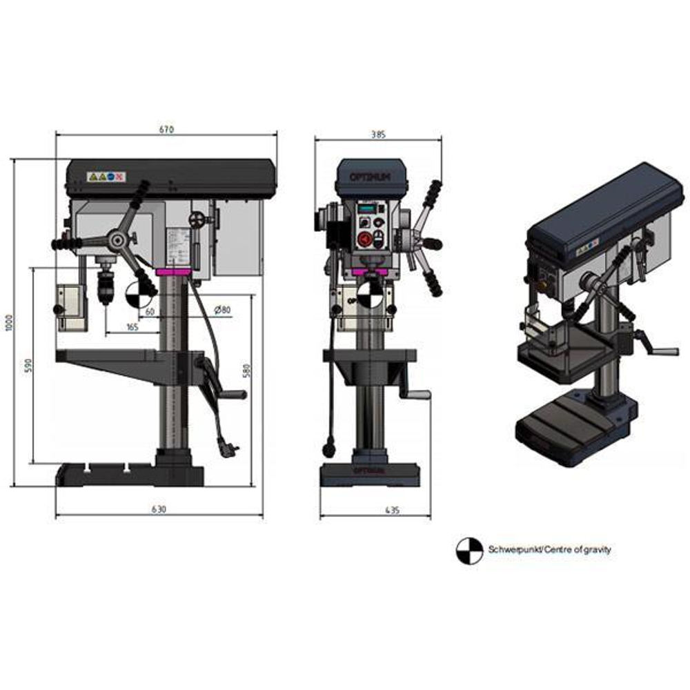 Настольный сверлильный станок Optimum OPTIdrill B 24HV