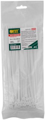 60374 FIT Хомуты нейлоновые для проводов, белые 100шт., 4,8х200 мм