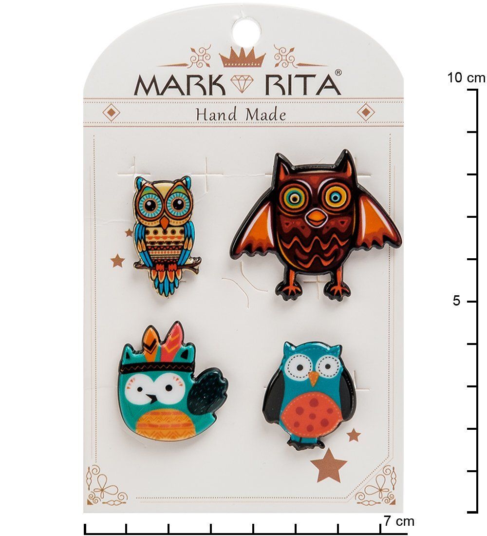 MR- 95 Н-р брошей с цанговым зажимом бабочка «Совушки» Mark Rita