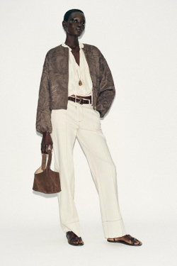 ZARA БОМБЕР С ВЫШИВКОЙ ПОД ЗАМШУ, ХАКИ