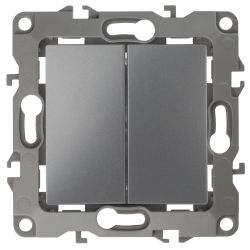 Переключатель ЭРА Серия 12 12-1112-12 перекрёстный двойной, 10АХ-250В, графит