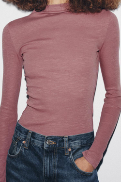 ZARA БОДИ В РУБЧИК С ДЛИННЫМИ РУКАВАМИ, РОЗОВЫЙ