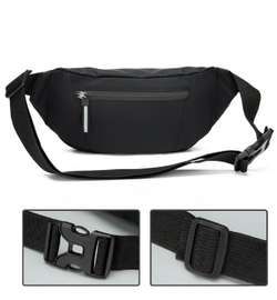 Сумка на пояс мужская через плечо на плечо поясная для документов спортивная, черная