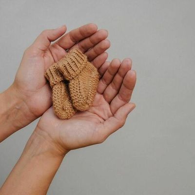 Woolen socks for premature babies 0+, Desert Sand&quot; 0+