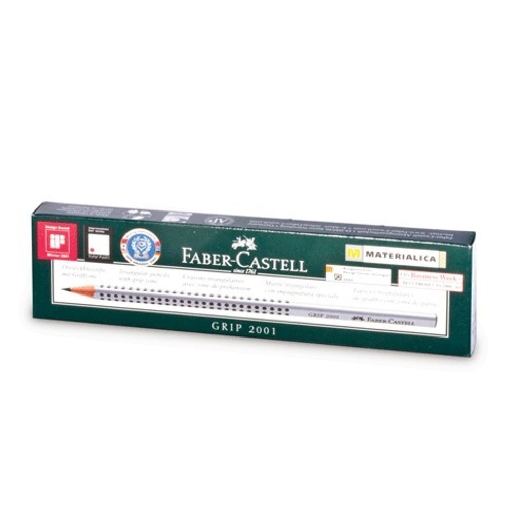 Карандаш чернографитный FABER-CASTELL, 1 шт., "Grip 2001", НВ, трехгранный, без резинки, 117000