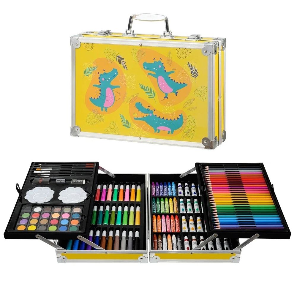 Набор для детского творчества Basir 145 предметов, в цветном кейсе с замочками, ассорти Набор для детского творчества Basir 145 предметов, в цветном кейсе с замочками, ассорти