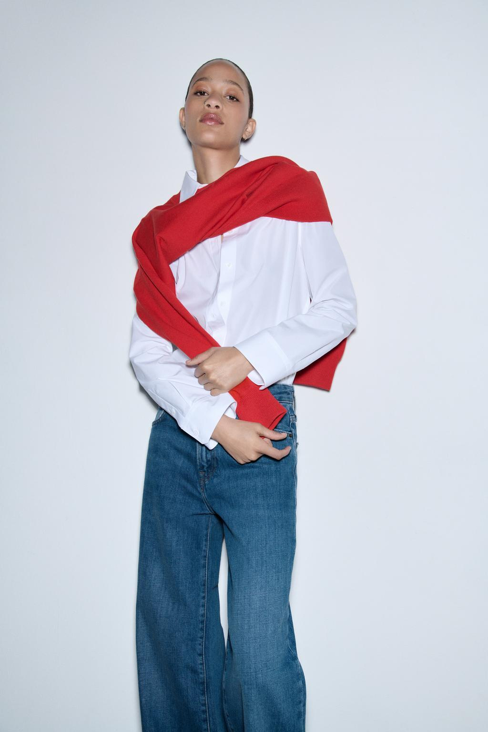 Джинсы wide leg со средней посадкой — zw collection
