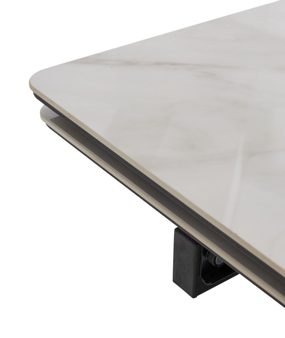 Стол ШЕРЛ  200 CRYSTAL ONIX BIANCO, керамика / Черный каркас М-City