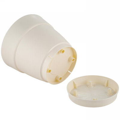 Горшок для цветов пластиковый 1,1л d-13см «Villa de Fiori» с фиксируемым поддоном, белоснежный жасмин