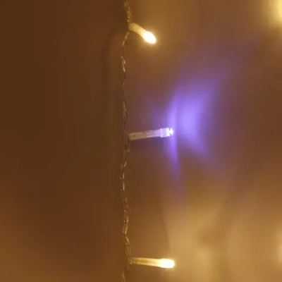 Гирлянда для улицы ЗАНАВЕС «Мерцание» ш2* в1,5 м 320 ламп LED, прозрач.пров,1 реж.,IP-54, Теплый белый, белый мерцает (возможность соединения)