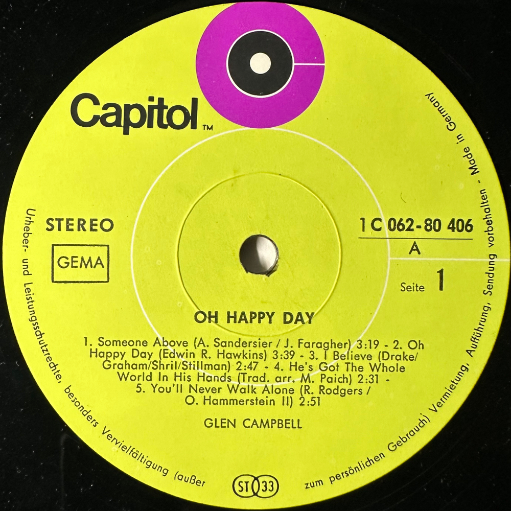 Glen Campbell ‎– Oh Happy Day (Германия 1970г.)