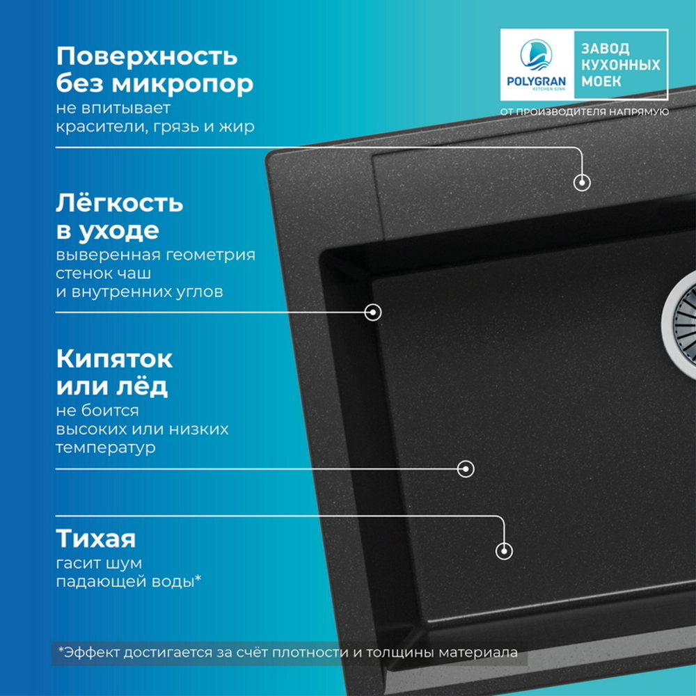 Мойка POLYGRAN ARGO-760 черный № 16
