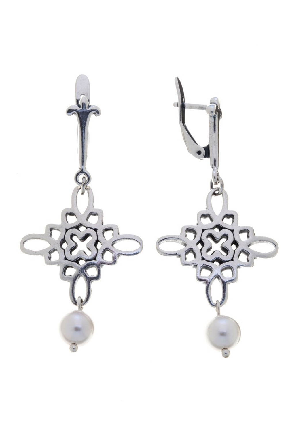 "Акаже" серьги в серебряном покрытии из коллекции "Нюанс" от Jenavi с английским замком