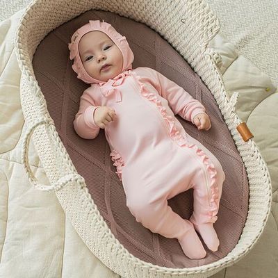 Ruffled zip-up sleepsuit 3-18 months - Berry Mousse