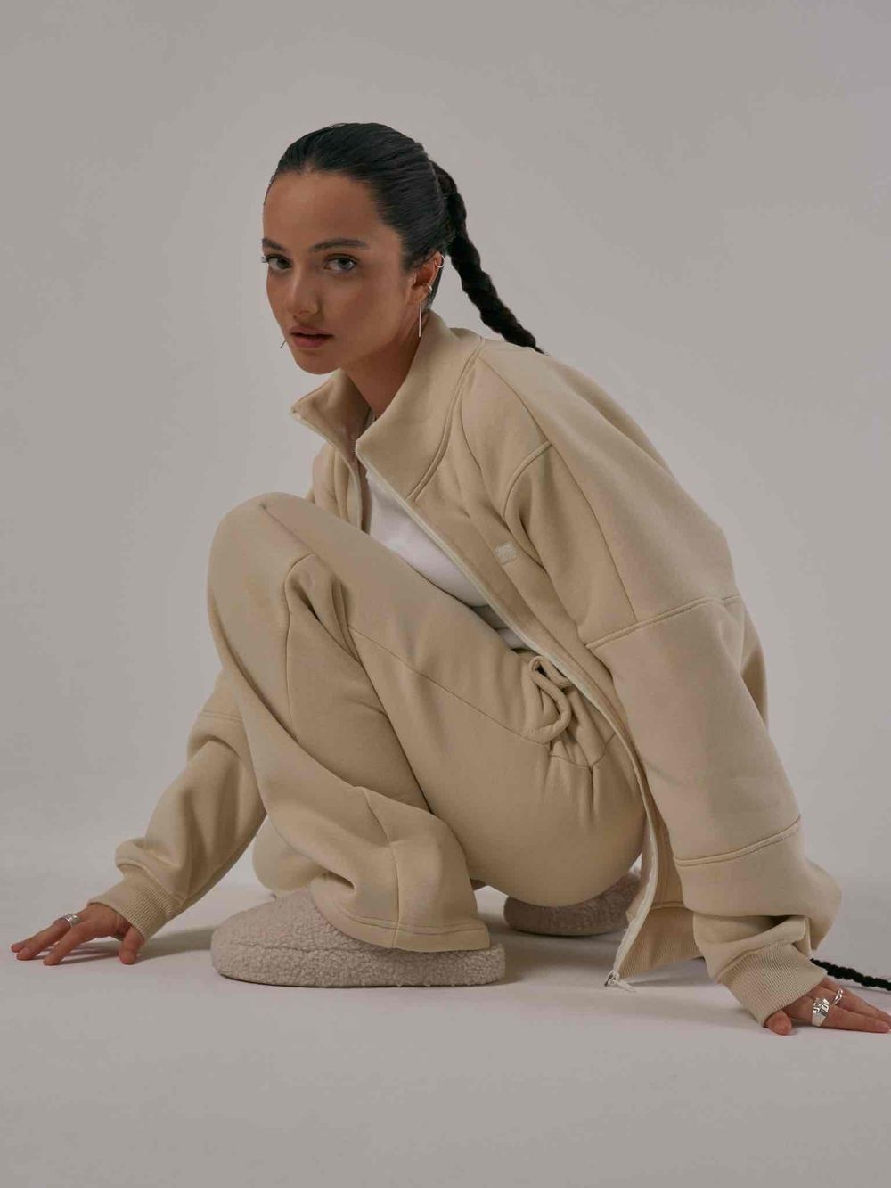 Толстовка One Two Multicolor с начесом на молнии летний песок