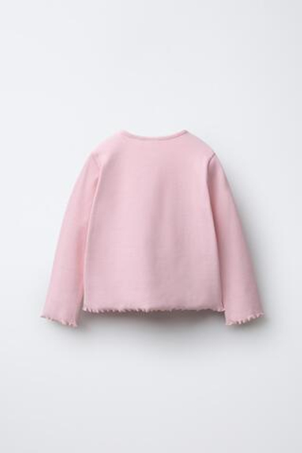 ZARA ФУТБОЛКА В РУБЧИК С СЕРДЦЕМ, ЦВЕТ РОЗОВОГО ДЕРЕВА