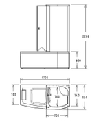 Акриловая ванна с душевой кабиной Gemy 170x85 G8040 C R с гидромассажем