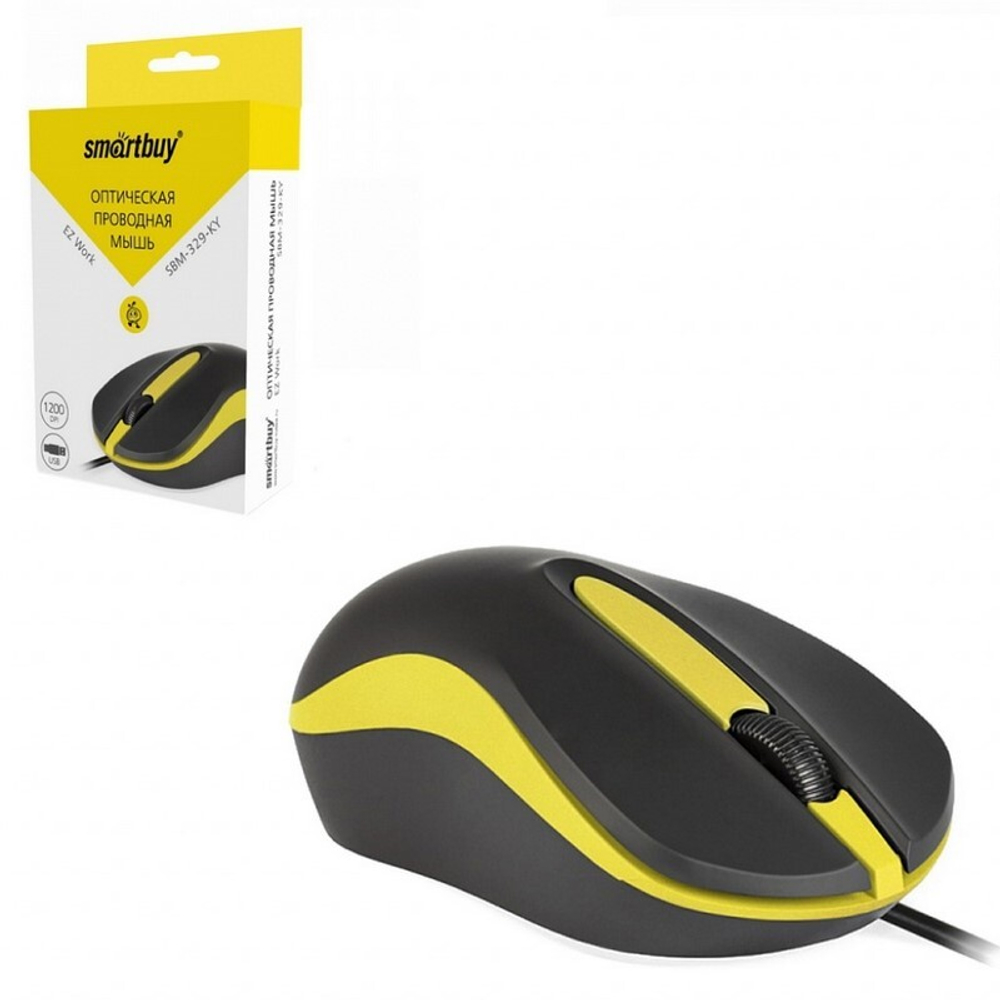 Мышь проводная SmartBuy ONE 329 (черно-желтый) (SBM-329-KY)