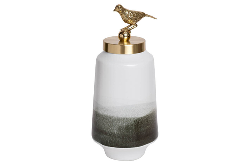 Ваза Garda Decor керамическая с крышкой бело-серая