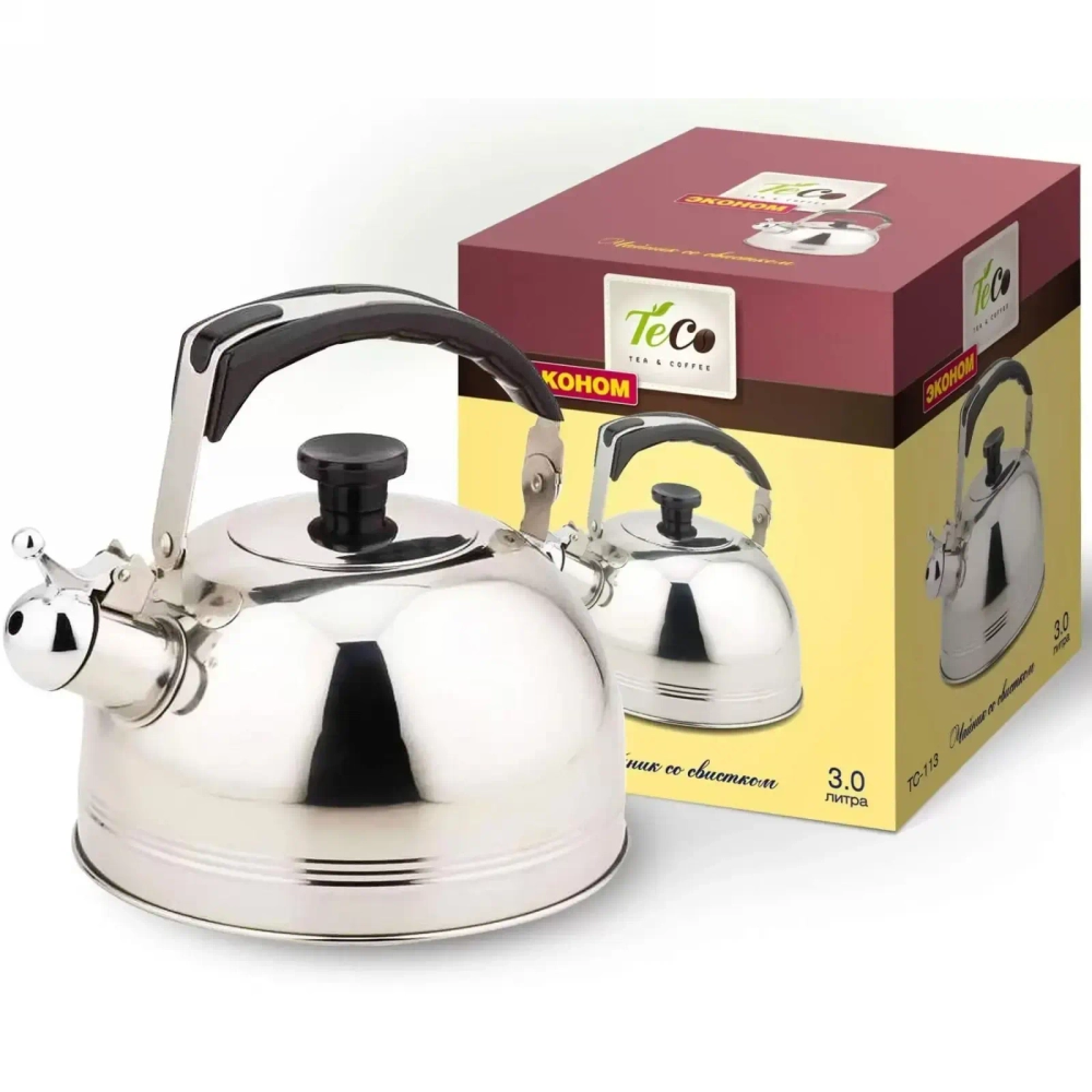 Чайник из нержавеющей стали 3л со свистком «TECO» TC-113