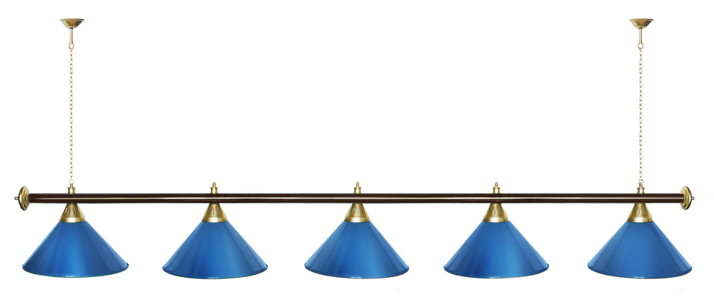 Лампа STARTBILLIARDS 5 пл. (плафоны зеленые,штанга золотая,фурнитура золото)