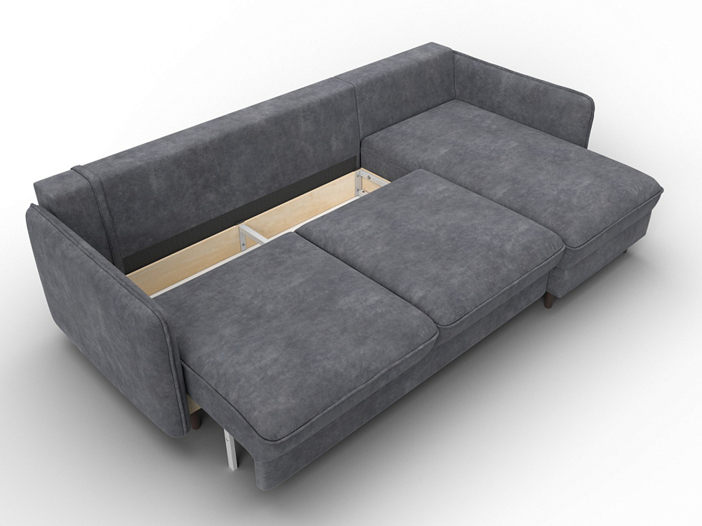 Диван угловой Лига-064 НПБ угол универсальный ВЕЛЮР BRUT 16 темно-серый