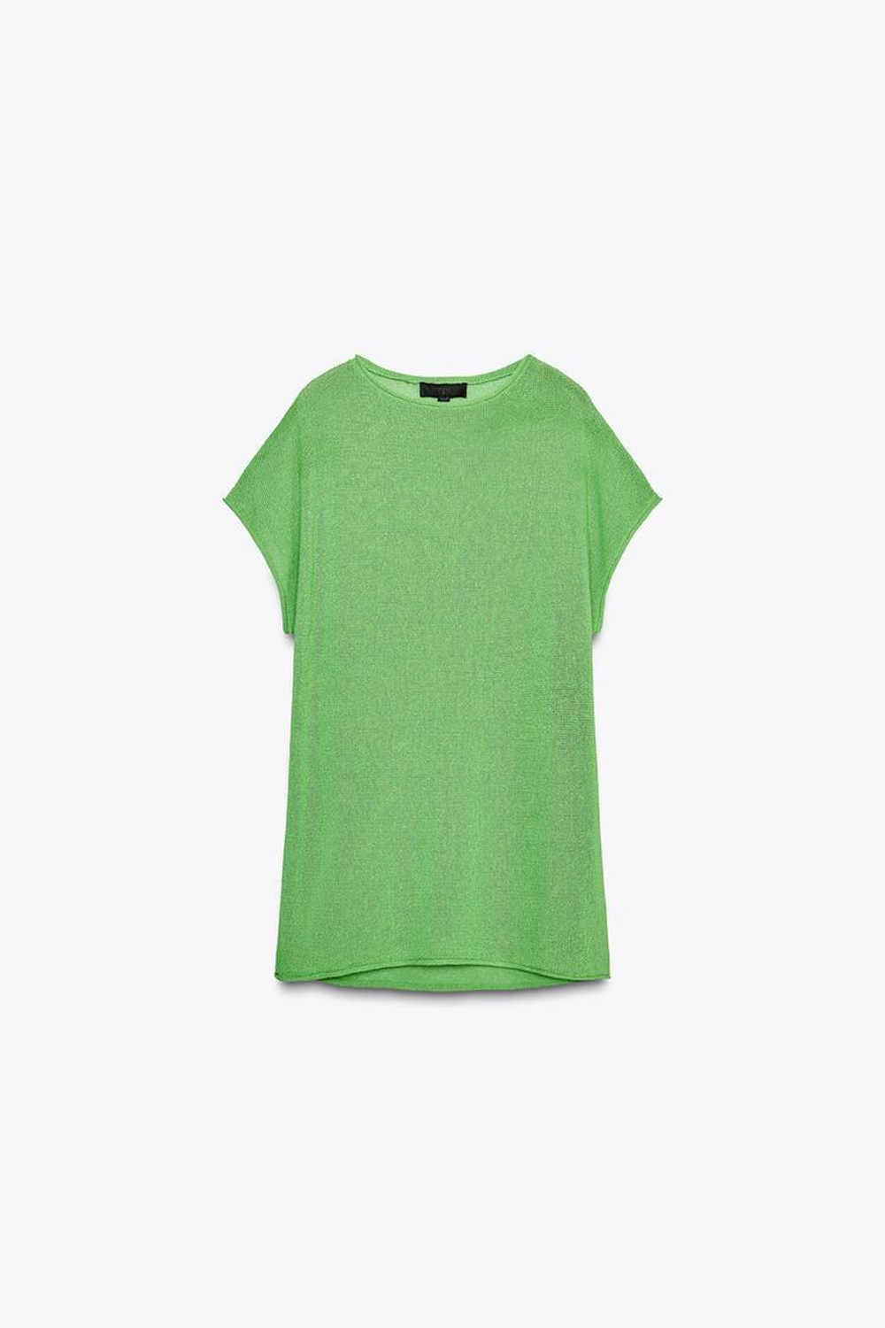 ZARA ТРИКОТАЖНЫЙ ТОП С ШИРОКИМИ РУКАВАМИ, ЗЕЛЕНЫЙ