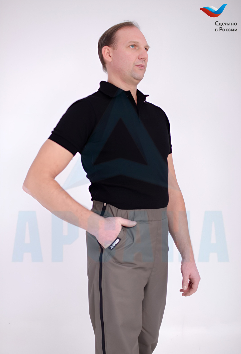 Брюки ортопедические межсезонные (до 0) с молниями по бокам. Размер 5XL (58-60). Цвет ХАКИ. Ткань ПЛАЩЕВКА + ФЛИС