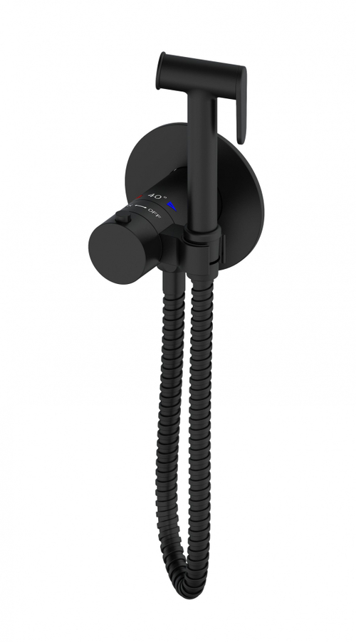 Смеситель с гигиеническим душем и термостатом, встраиваемая WONZON & WOGHAND, Черный матовый (WW-88829909-MB)