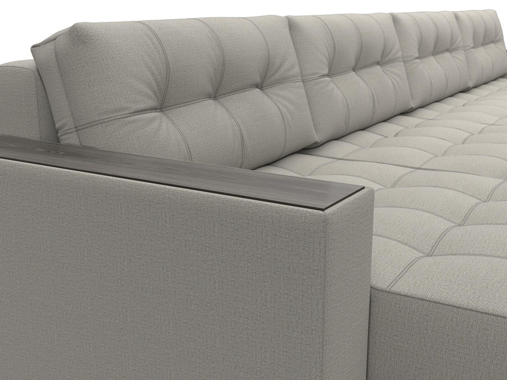 Диван П-образный с декором Лига-049 НПБ Лонг, Амур 02 рогожка бежевый