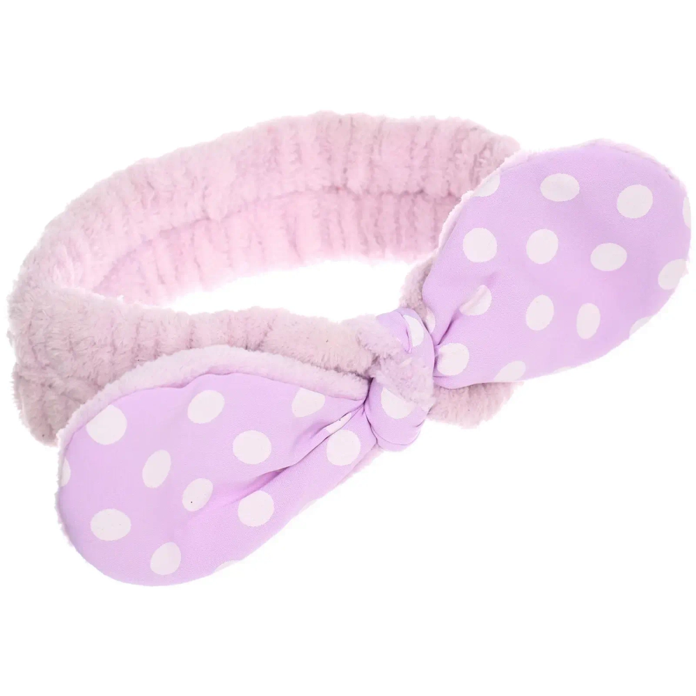 Повязка на голову косметическая «ДАЙМОНД РУШ», горошек, цвет лавандовый, пудровый, небесный, 20*5.5см (ZIP пакет)