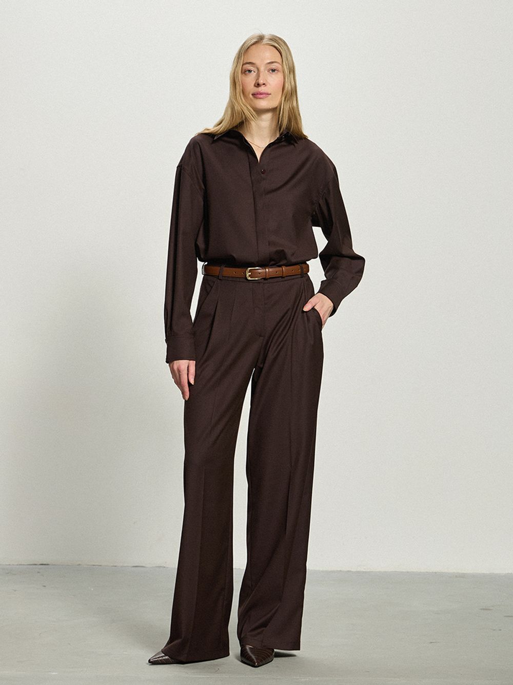 Рубашка Хельсинки коричневая смесовая шерсть