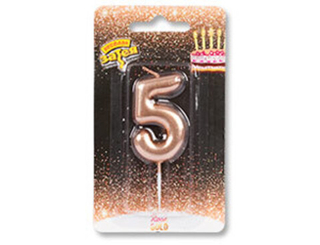 Веселая затея Свеча цифра Розовое золото №5 4,5см