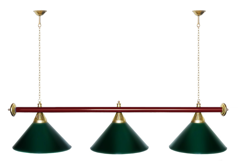 Лампа STARTBILLIARDS 3 пл. (плафоны зеленые,штанга золотая,фурнитура золото)