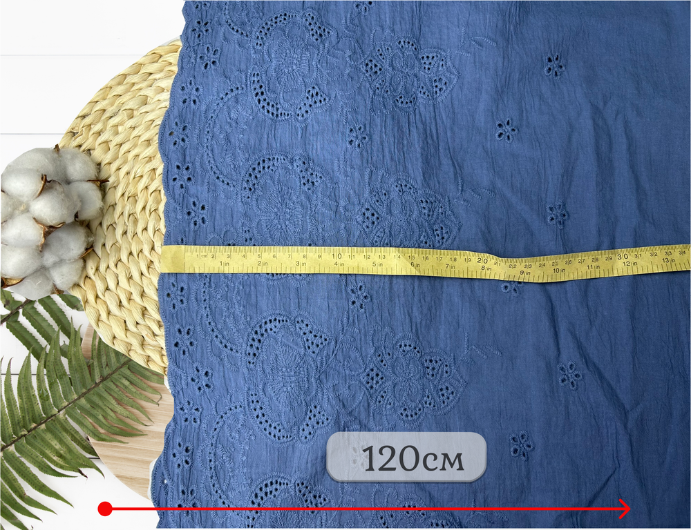 Шитье ХЛОПОК джинс с фестонами с обеих сторон цветочки