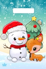 Пакет с вырубной неусиленной ручкой 20х30 (30) Тико НГ (Милый снеговик) Россия