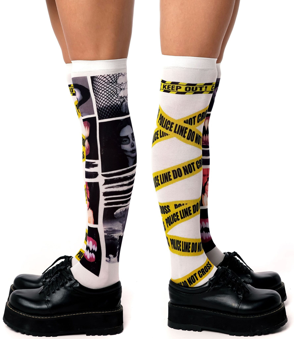 Белые гольфы с принтом по мотивам фильмов-ужасов (Цвет: белый)