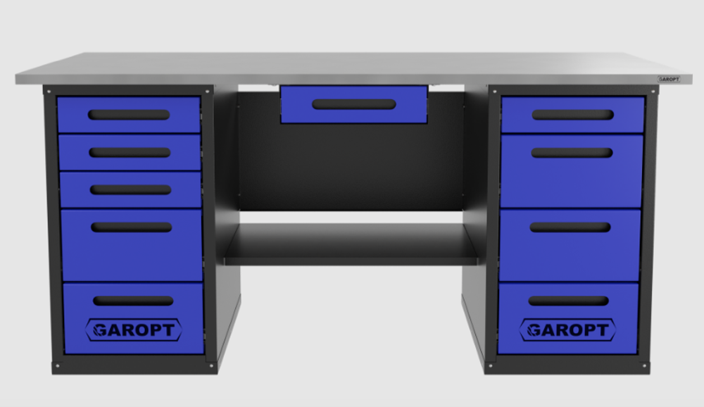 Верстак с ящиком двухтумбовый 4 ящиков /5 ящиков 1800*700 синий GAROPT, GT1800Y1Y4Y5.blue