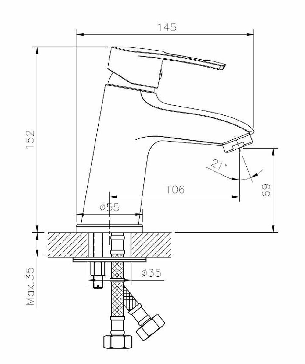 СМЕСИТЕЛЬ ДЛЯ РАКОВИНЫ ESKO LEON LN - 26