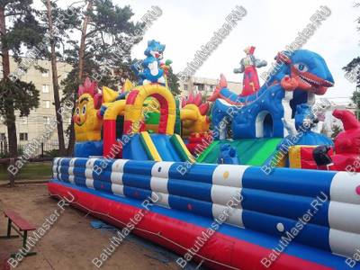 Недорогой батут "Синий дракон" 10*7*3.5 м