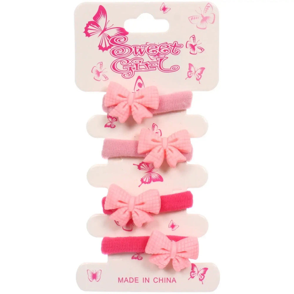 Резинки для волос детские 4шт «РОЗОВОЕ ОБЛАКО», бантики, цвет как на фото, l-3см