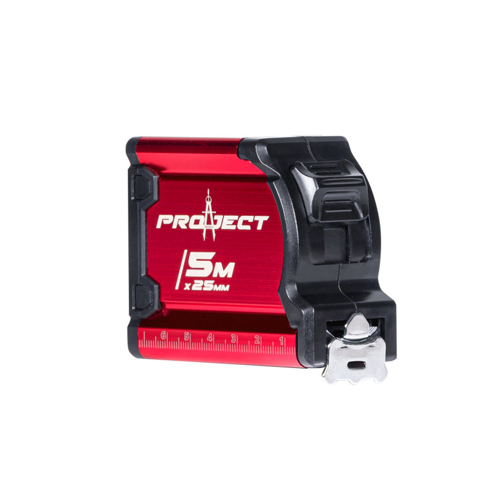 Рулетка Beorol, двухсторонняя шкала, с автостопом, алюминиевая, 5 м x 25 мм