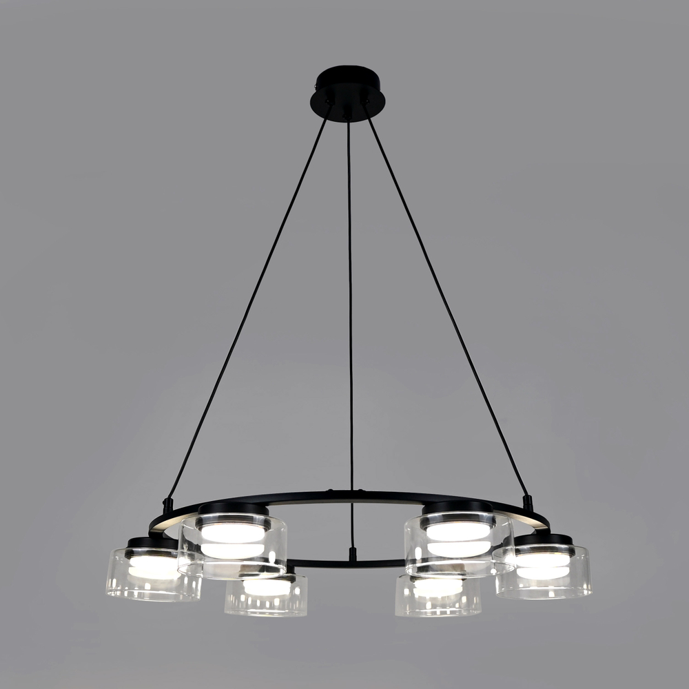 740167 Люстра FICO II 6х12W GX53 ЧЕРНЫЙ/ПРОЗРАЧНЫЙ