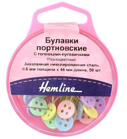 Булавки портновские с головками-пуговичками, 46 мм, 50 шт, разноцветные (10702070/051222/3429998/1_К